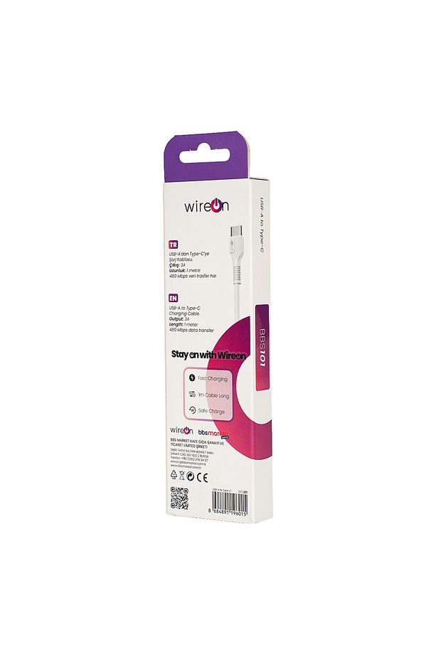 USB Type-C Hızlı Şarj Kablosu (3.0A - 1 Metre ) - USB Type-C Fast Charging - 3
