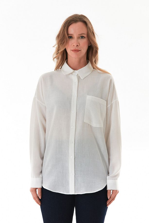 Basic Tek Cepli Oversize Gömlek - 8