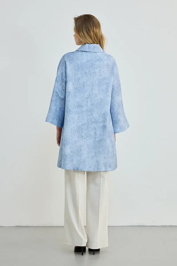 Desenli Viskon Kaftan - Mavi - 4