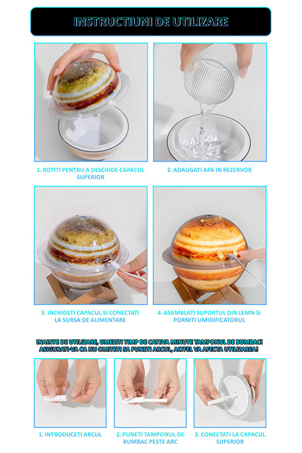 Air Humidifier, With Aromatherapy Diffuser Jupiter Planet Shape, Ambient Lighting - 7