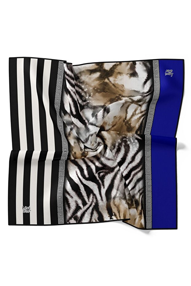 وشاح كريستالي لامع بنمط الفهد مخطط - 1