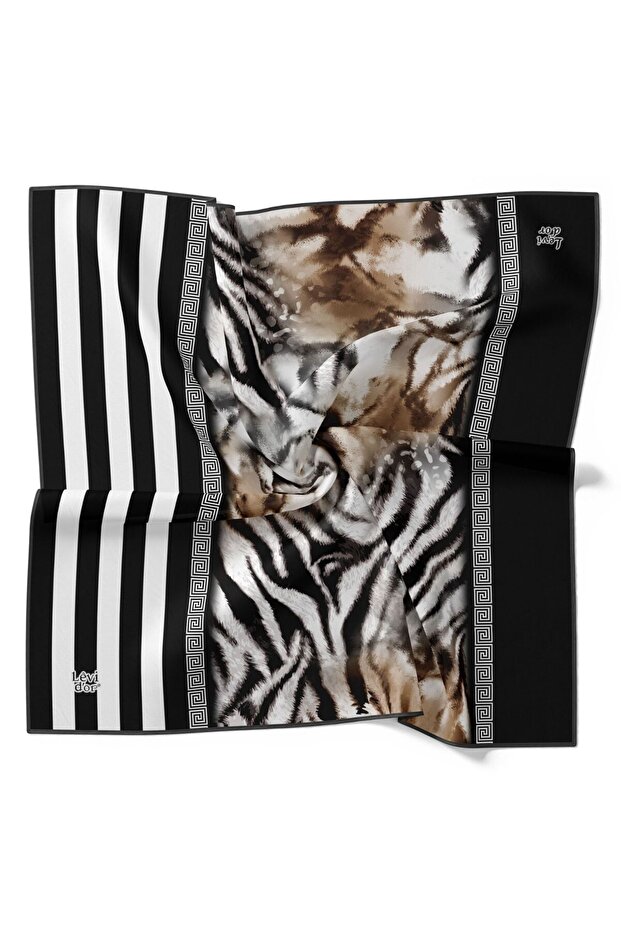 وشاح كريستالي لامع بنمط الفهد مخطط - 1