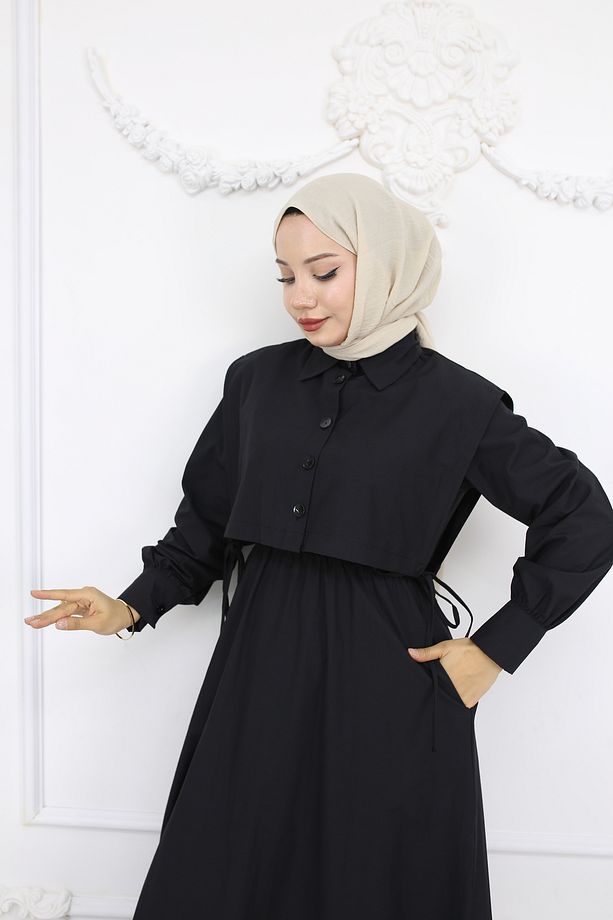 POPLİN BOLEROLU ELBİSE - 2