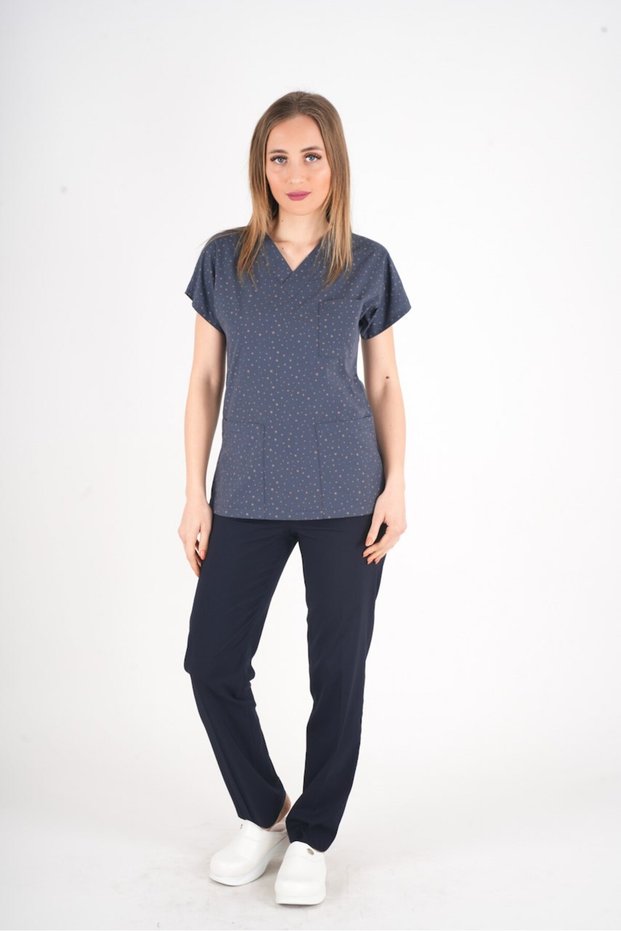Unisex Bronze Star Patterned Doctor Nurse Hospital Cook Scrubs Uniform Set