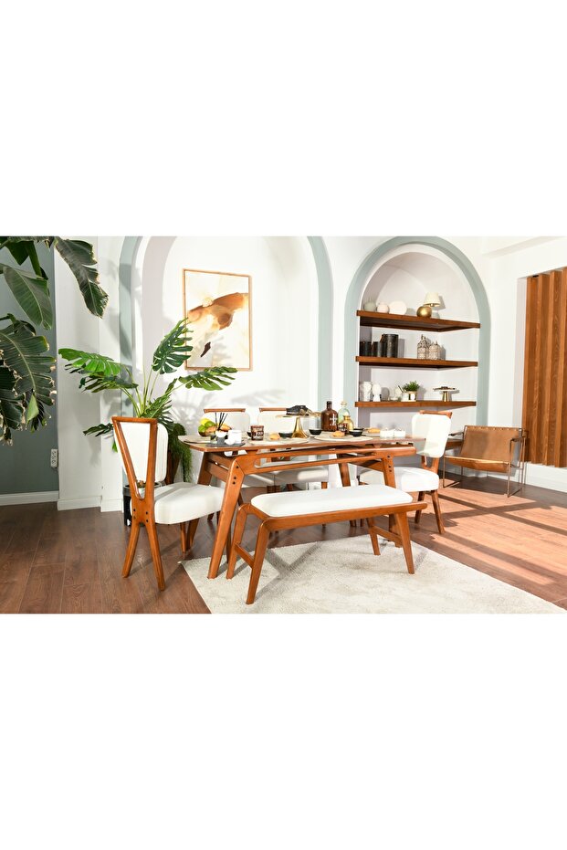 PALACE İSKANDİNAV BENCH, KREM CEVİZ - 4