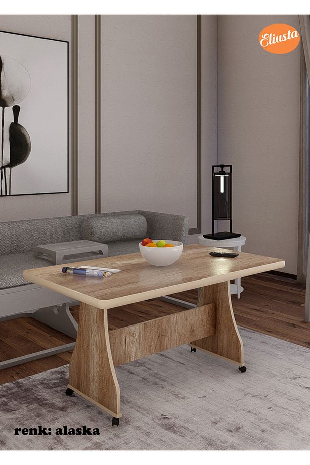 Eliusta Tekerlekli Mdf Masa %100 Mdf Orta Sehpa Salon Masa Sehpa - 6