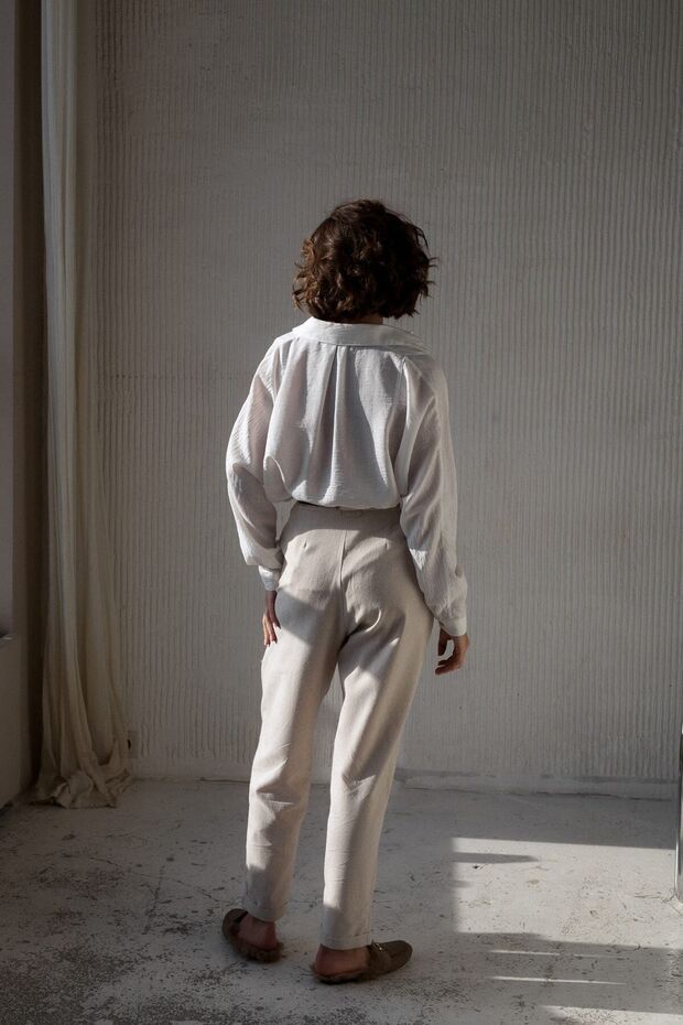 Karottenbeige Leinenhose - 5