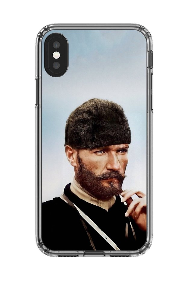 iPhone XS Max Compatible Transparent Case with Atatürk 2 Design