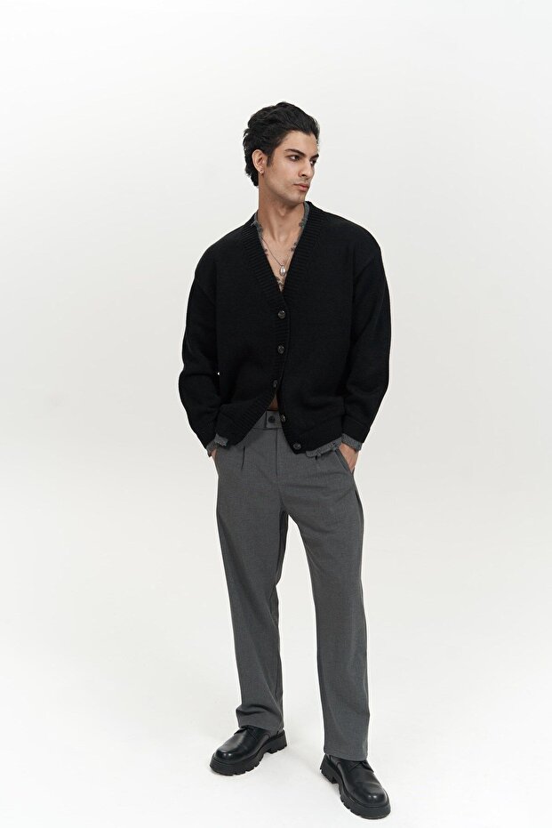 Raid Çift Yaka Siyah Erkek Triko Kazak - 6