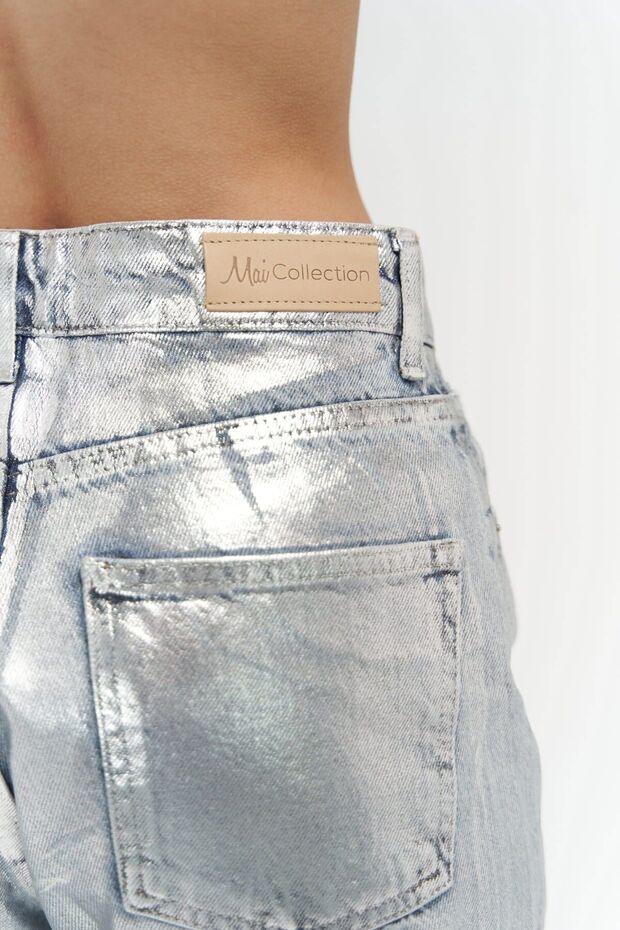 بنطلون جينز معدني أساسي من مارلا - 6