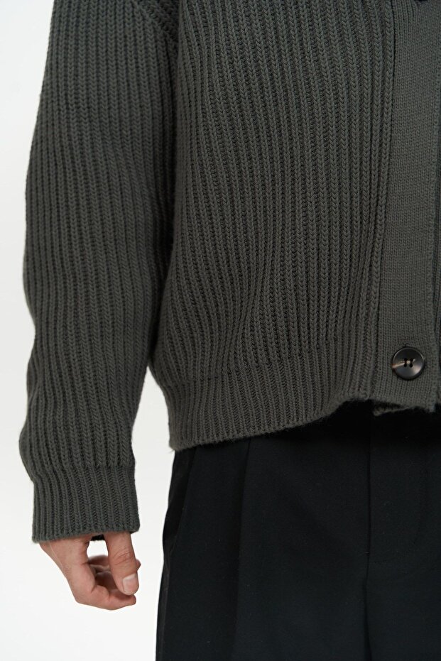 Cassian Antrasit Erkek Triko Hırka - 6