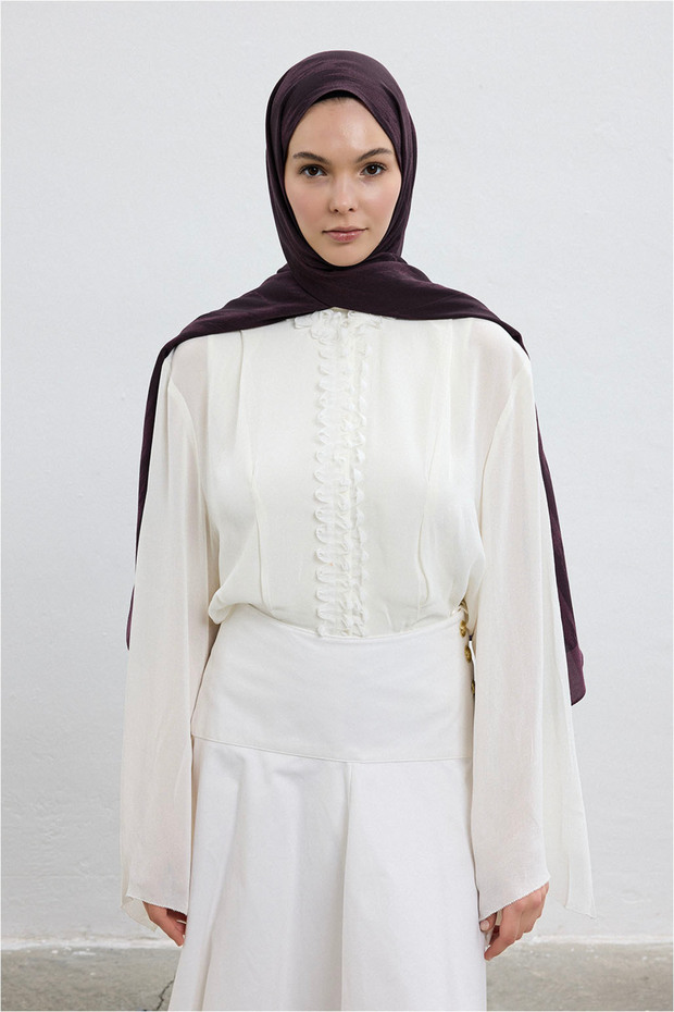 Cotton Line Şal Mürdüm - 5
