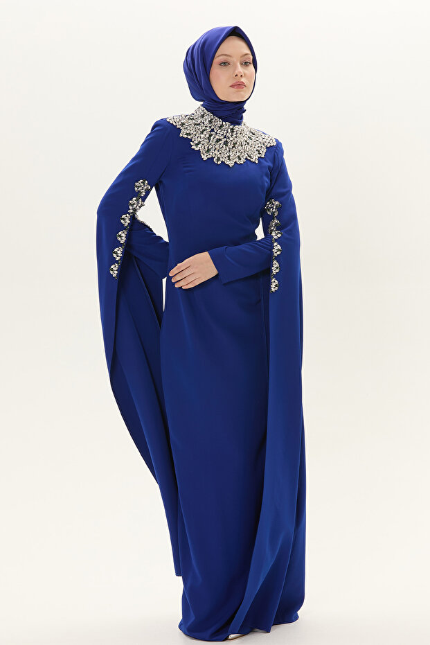 Taş İşlemeli Abiye Elbise - 1