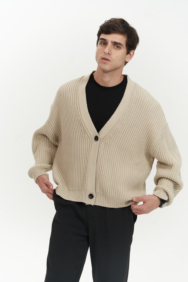 Cassian Bej Erkek Triko Hırka - 6