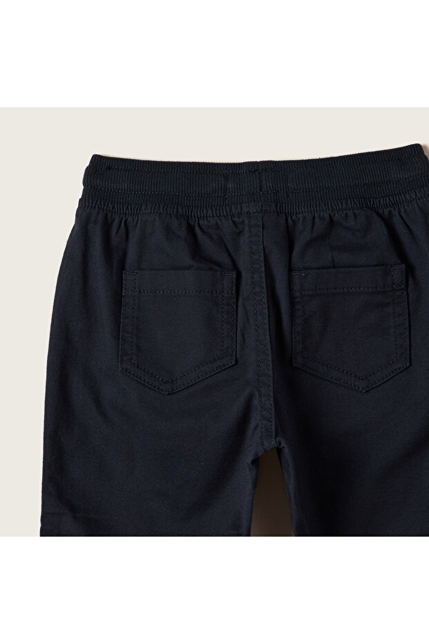 بنطلون سادة مع رباط للإغلاق - 4