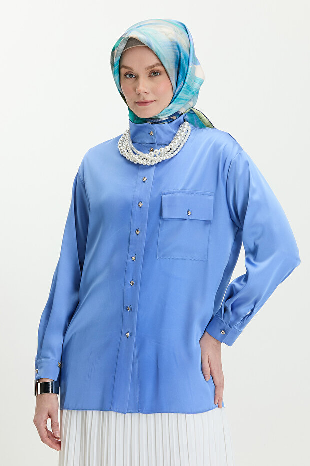 Yüksek Yakalı Gömlek - 1