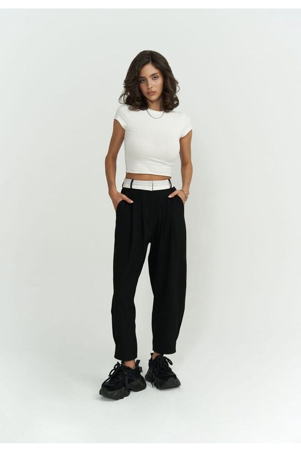 Patrice Reverse Belt Black Trousers