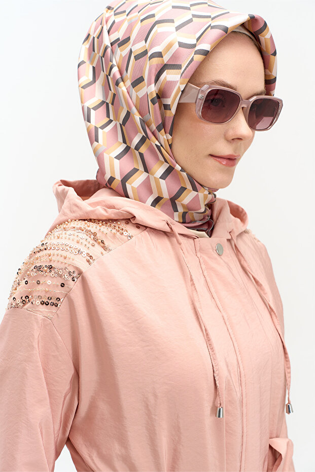 Kapüşonlu Fermuarlı Pardösü - 5