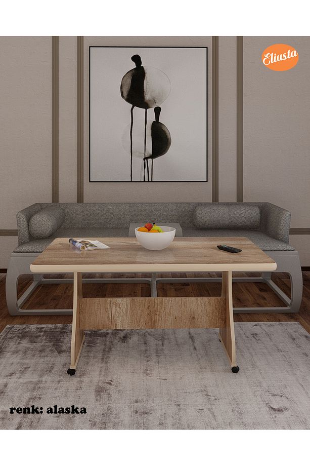 Eliusta Tekerlekli Mdf Masa %100 Mdf Orta Sehpa Salon Masa Sehpa - 3