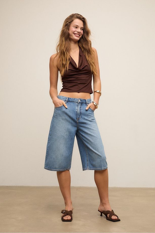 Denim bermuda şort - 1