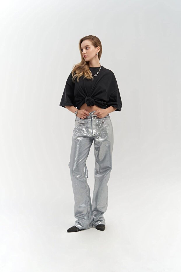 بنطلون جينز معدني أساسي من مارلا - 1