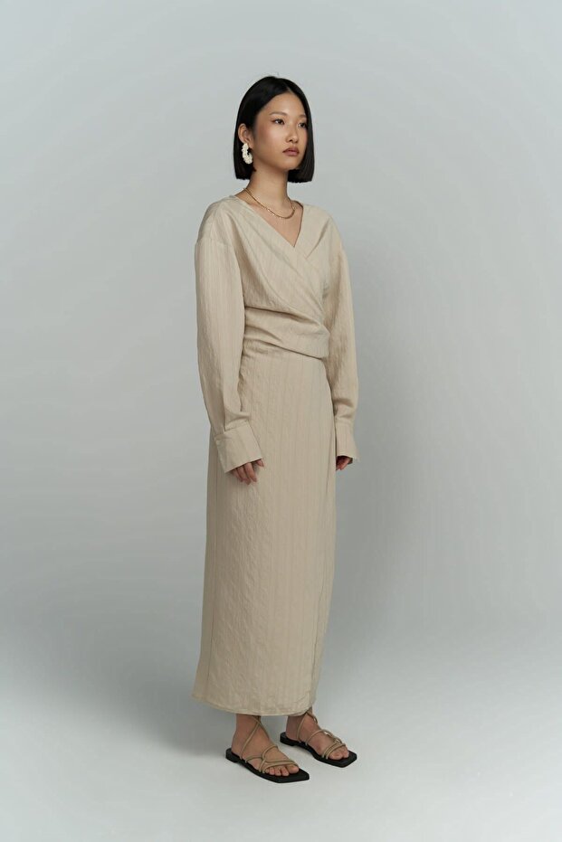 Bella Midi Boy Bej Elbise - 3