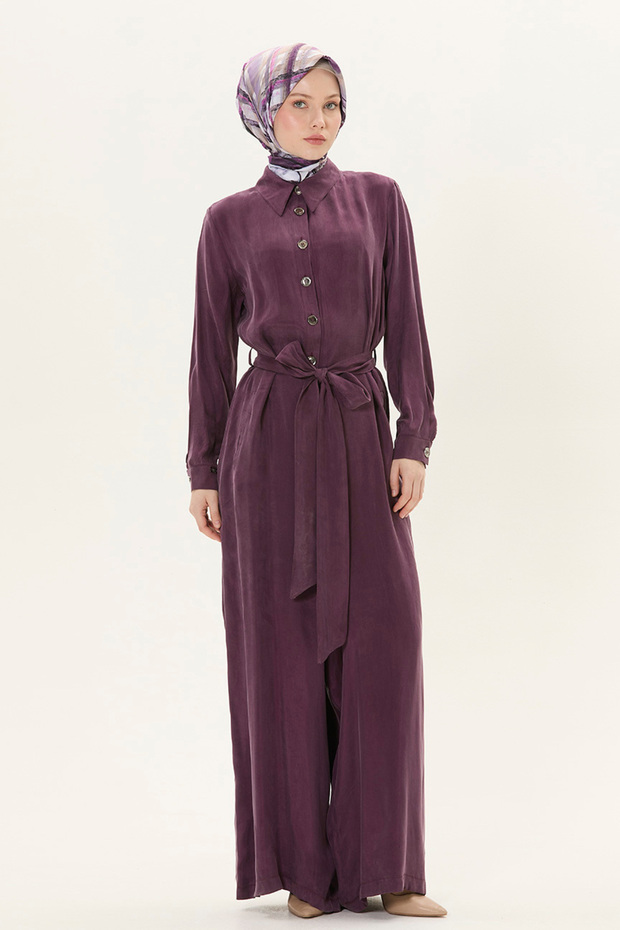 Düğmeli Kuşaklı Tulum - 2