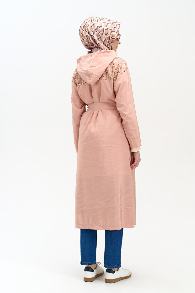 Kapüşonlu Fermuarlı Pardösü - 6