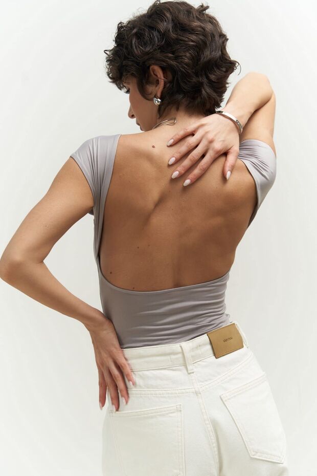 Nives Backless Gray Crop - 1