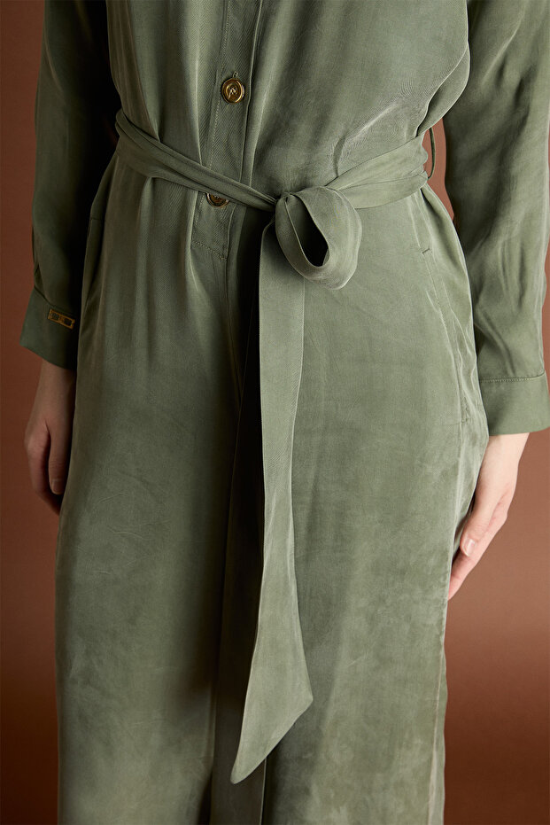 Düğmeli Kuşaklı Tulum - 6