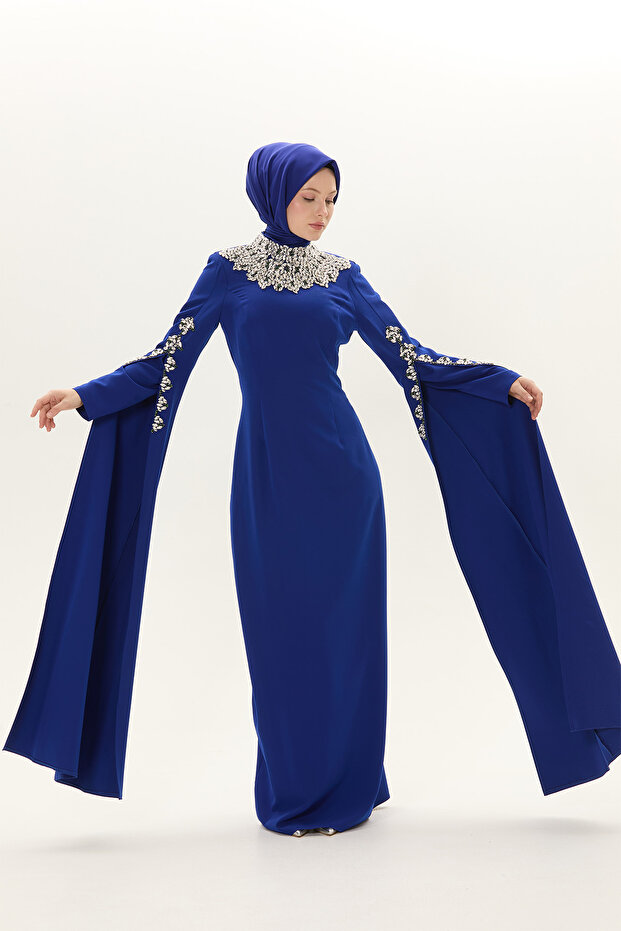 Taş İşlemeli Abiye Elbise - 4