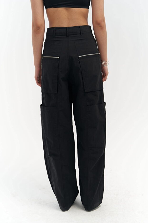 Wendy Siyah Paraşüt Kargo Pantolon - 5