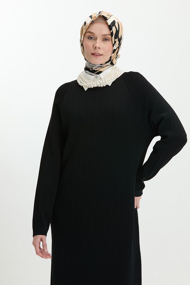 Oversize Basic Triko Elbise - 5
