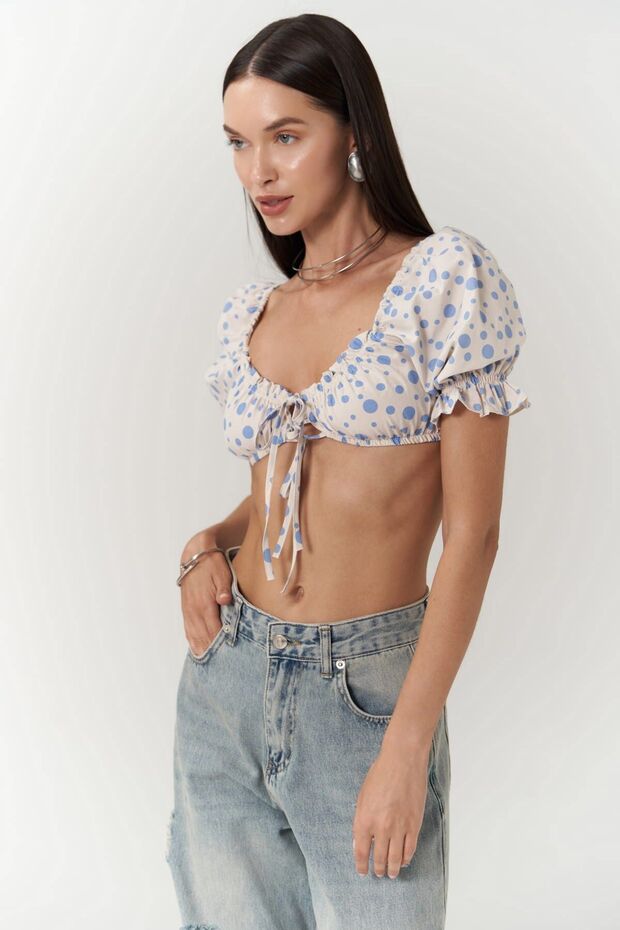 Lisa Mavi Puantiyeli Crop - 6