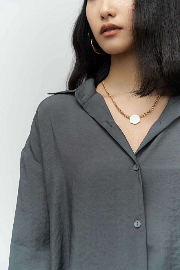 Zaria Antrasit Oversize Gömlek - 5