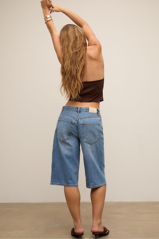 Denim bermuda şort - 4