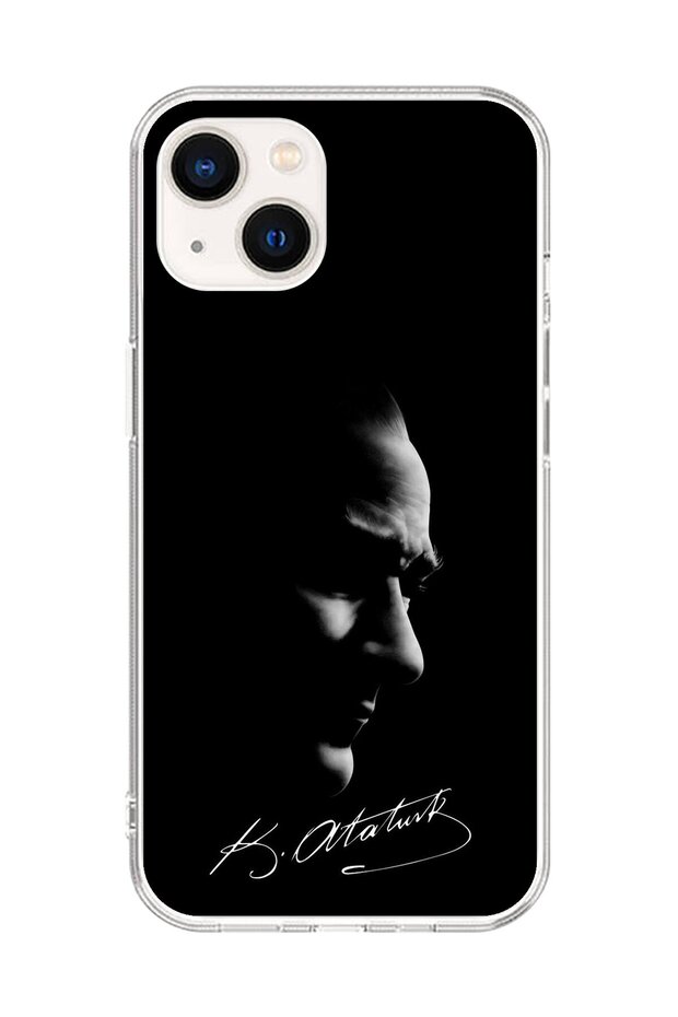 iPhone 15 Plus Compatible Transparent Case with Ataturk 1 Design