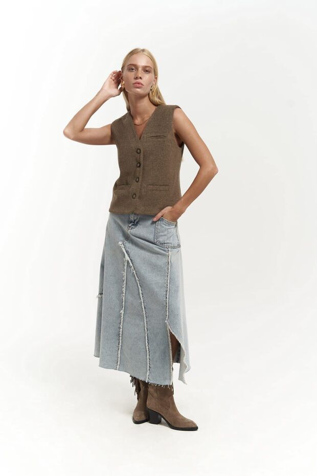 Pace Soft Kahve Kısa Yelek - 7