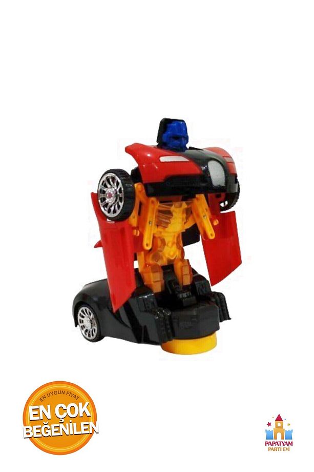 Işıklı ve Sesli Bugattiye Dönüşen Transformers Tarzı Robot Araba - Pilli Oyuncak Araç - 1