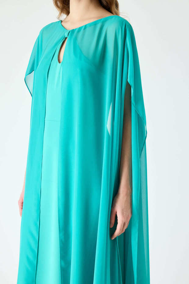 Pelerinli max elbise - 2