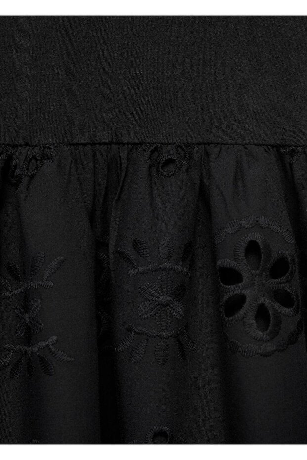 Pamuk elbise, delikli nakışlı - 7