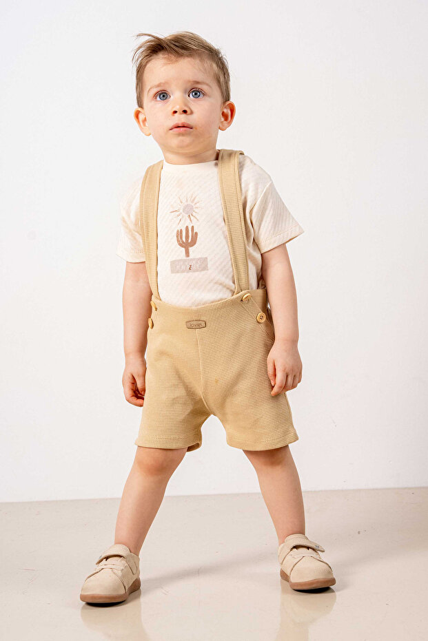 Baby Kids Khaki Cotton 2-Piece Set First I Trend Fashion Bottom Top Set