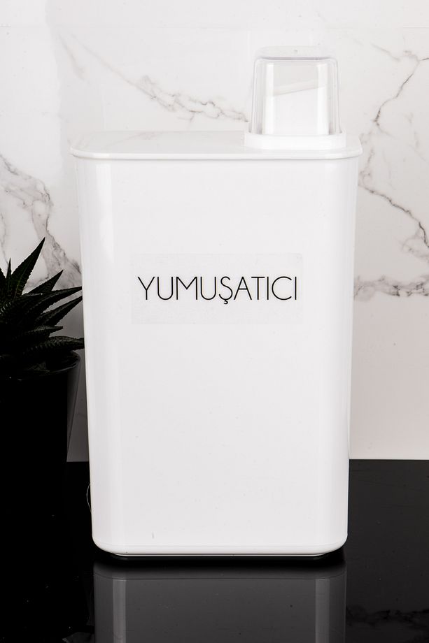 Kendinden Ölçekli Deterjan Kutusu Seti Toz Deterjan Yumuşatıcı Etiketli 3000ml Mika Deterjanlık - 1