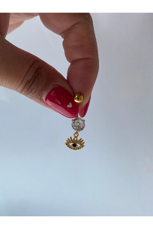 Göbek Çelik Piercing Göz Model Zirkon Taşlı - 8