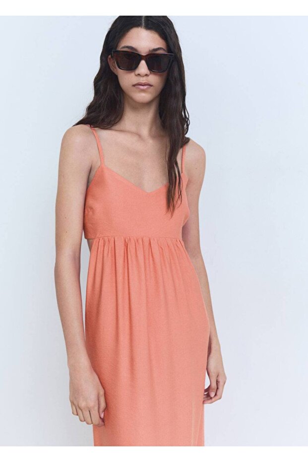 Cut out detaylı midi elbise - 1