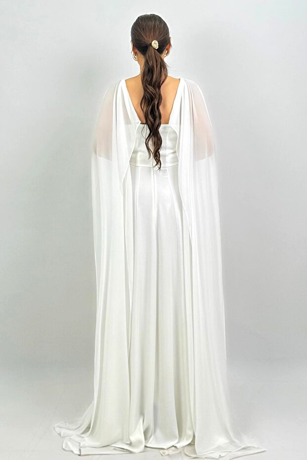 Pelerinli max elbise - 2