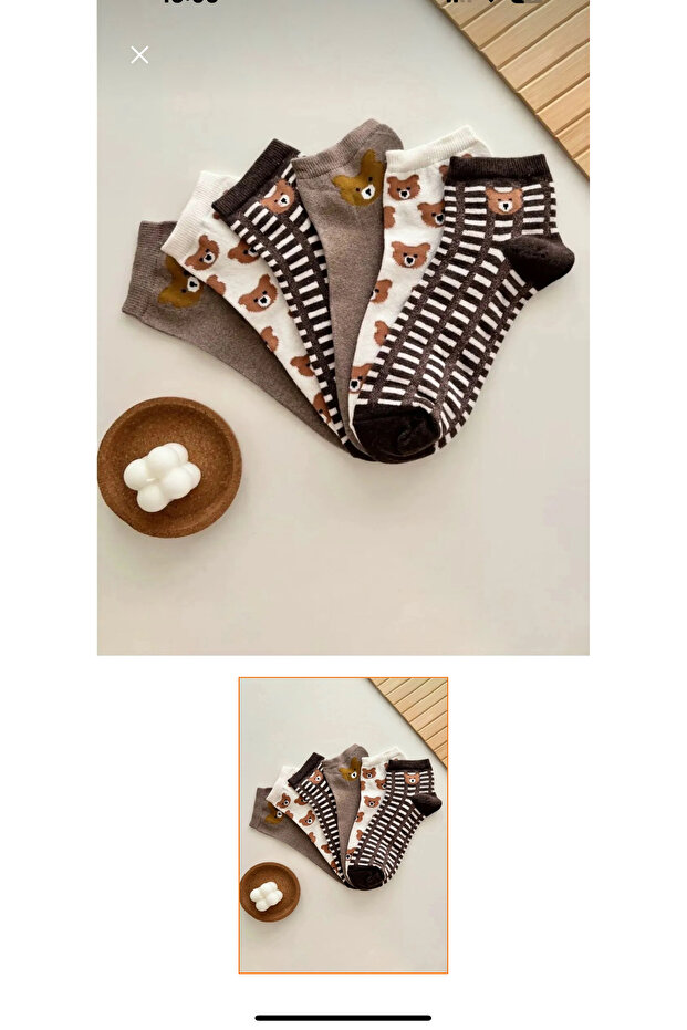 3 Pack Teddy Bear Pattern Booties Socks - 2
