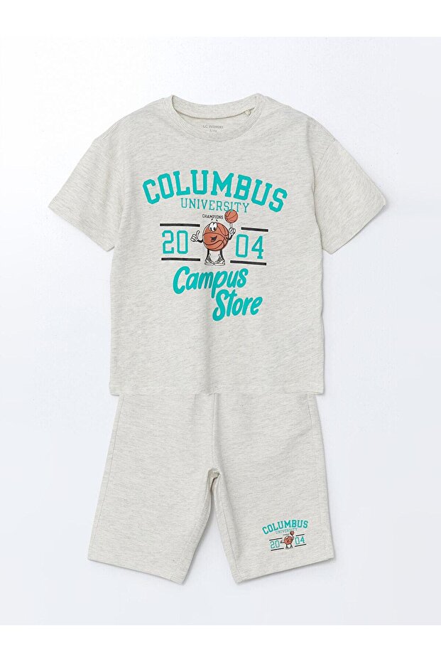 Lcw Kids Crew Neck Printed Boys T-Shirt and Shorts 2 Pack (S5)