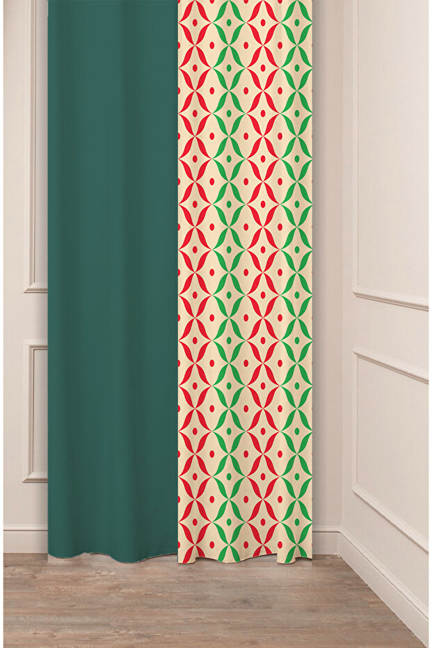 Geometric Line Shapes Special Design Patterned Digital Printed (Single Wing) Modern Stylish Background Curtain