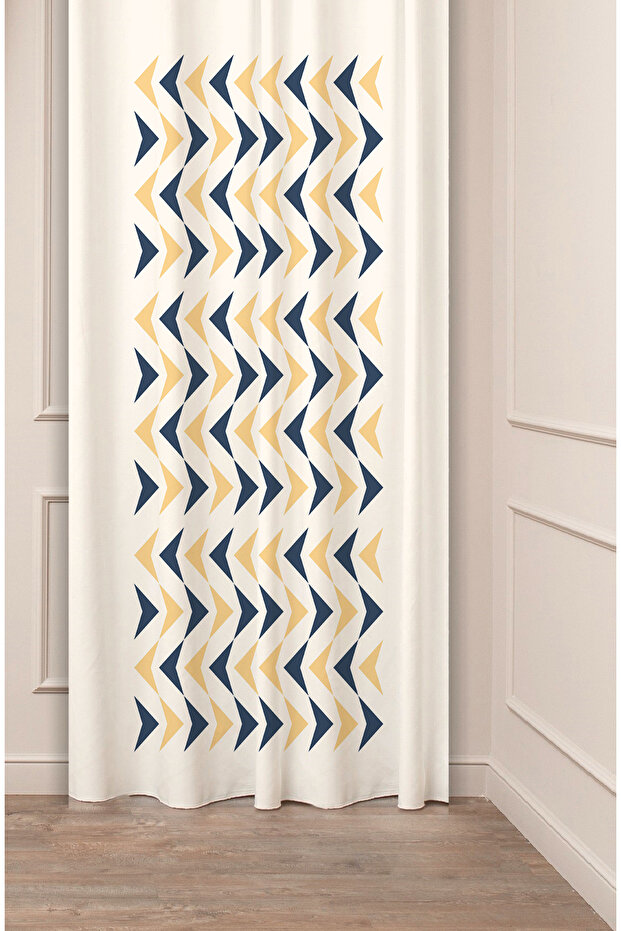 Geometric Line Shapes Special Design Patterned Digital Printed (Single Wing) Modern Stylish Background Curtain